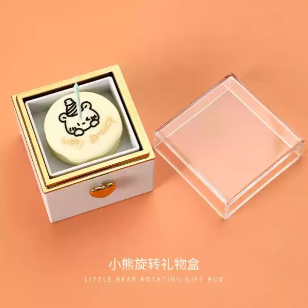 Light candle bear cake surprise rotating ring box - Image 3