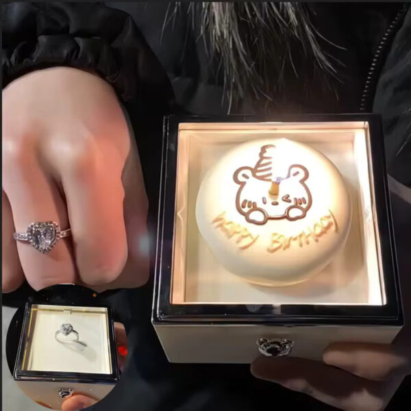 Light candle bear cake surprise rotating ring box featured image